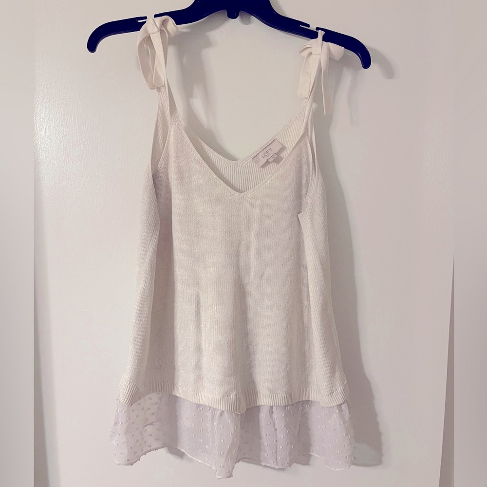 White Loft Work Tank with Bow Ties